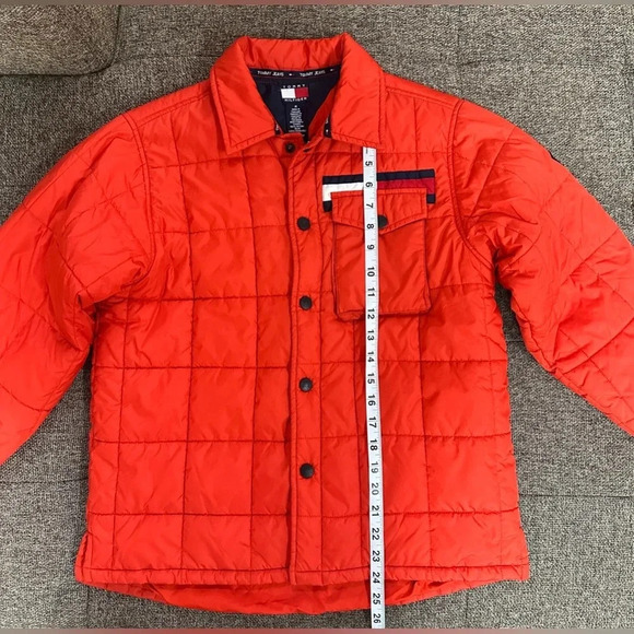 Tommy Jeans 2002 Vintage Quilted Puffer Logo Jacket Red Women’s Medium - Picture 7 of 7